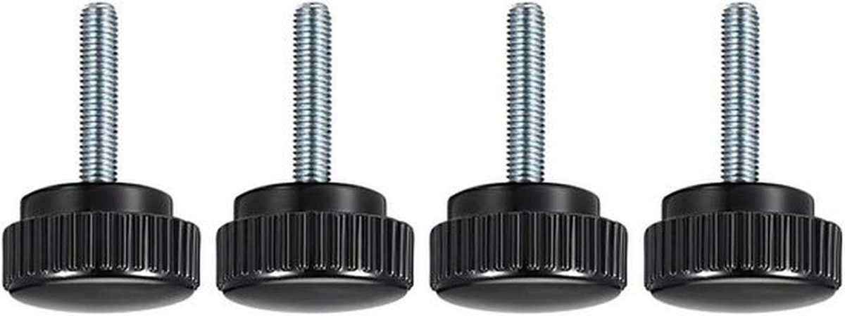 Gekartelde klemknoppen - Grip voor zaagboormachine - Ronde kop - M8 x 30 mm - Klemhandvat - Voor draaibank en drukapparatuur - Zwart