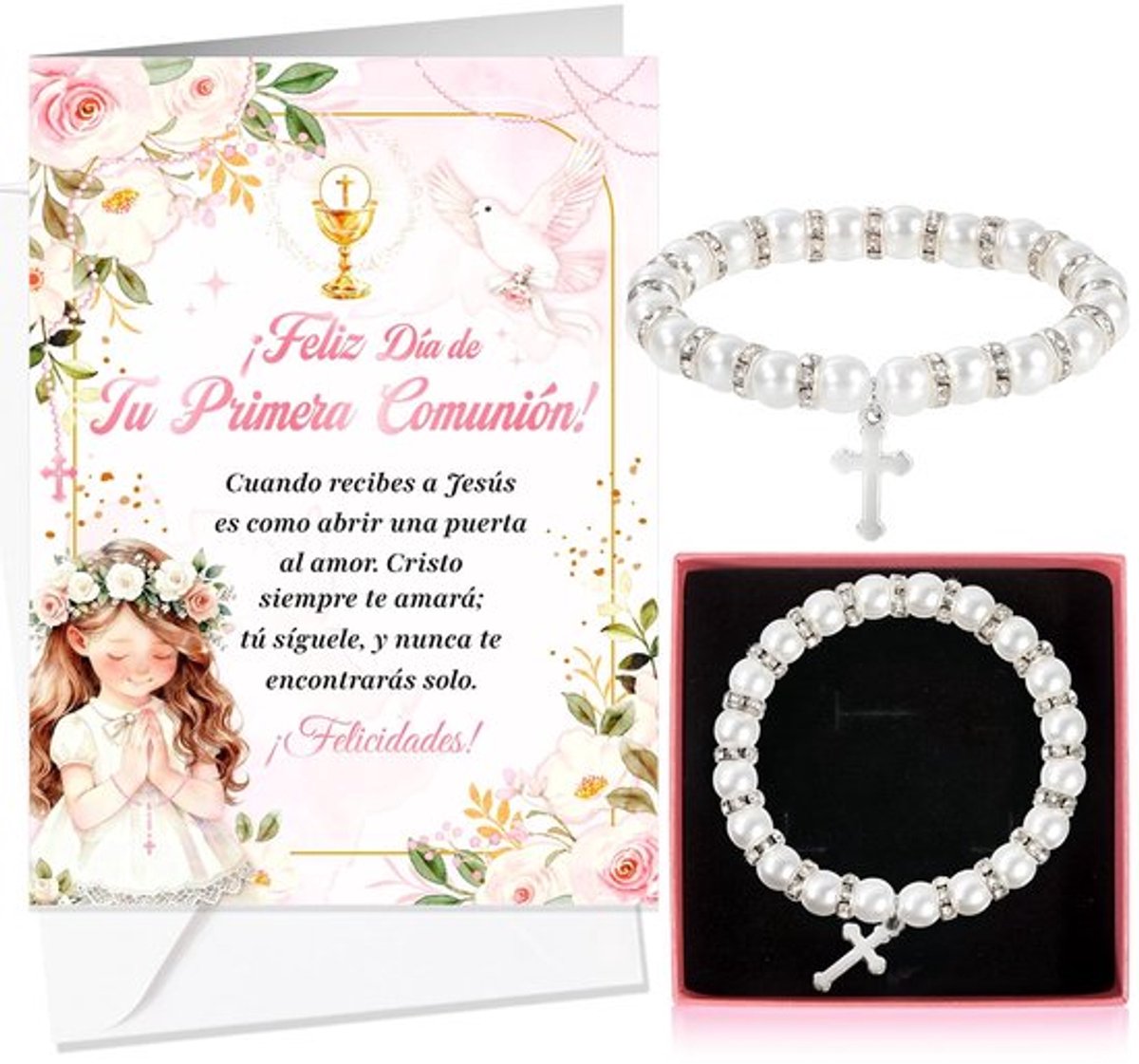 Communiekaart voor meisjes - Wenskaart eerste communie - Wenskaarten set - Geschenken - Blanco wenskaarten - Unieke ontwerpen