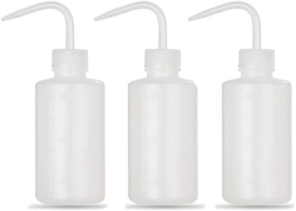 3 x 250 ml sprayflessen met smalle plastic pipet, doseerfles voor laboratoriumreiniging en