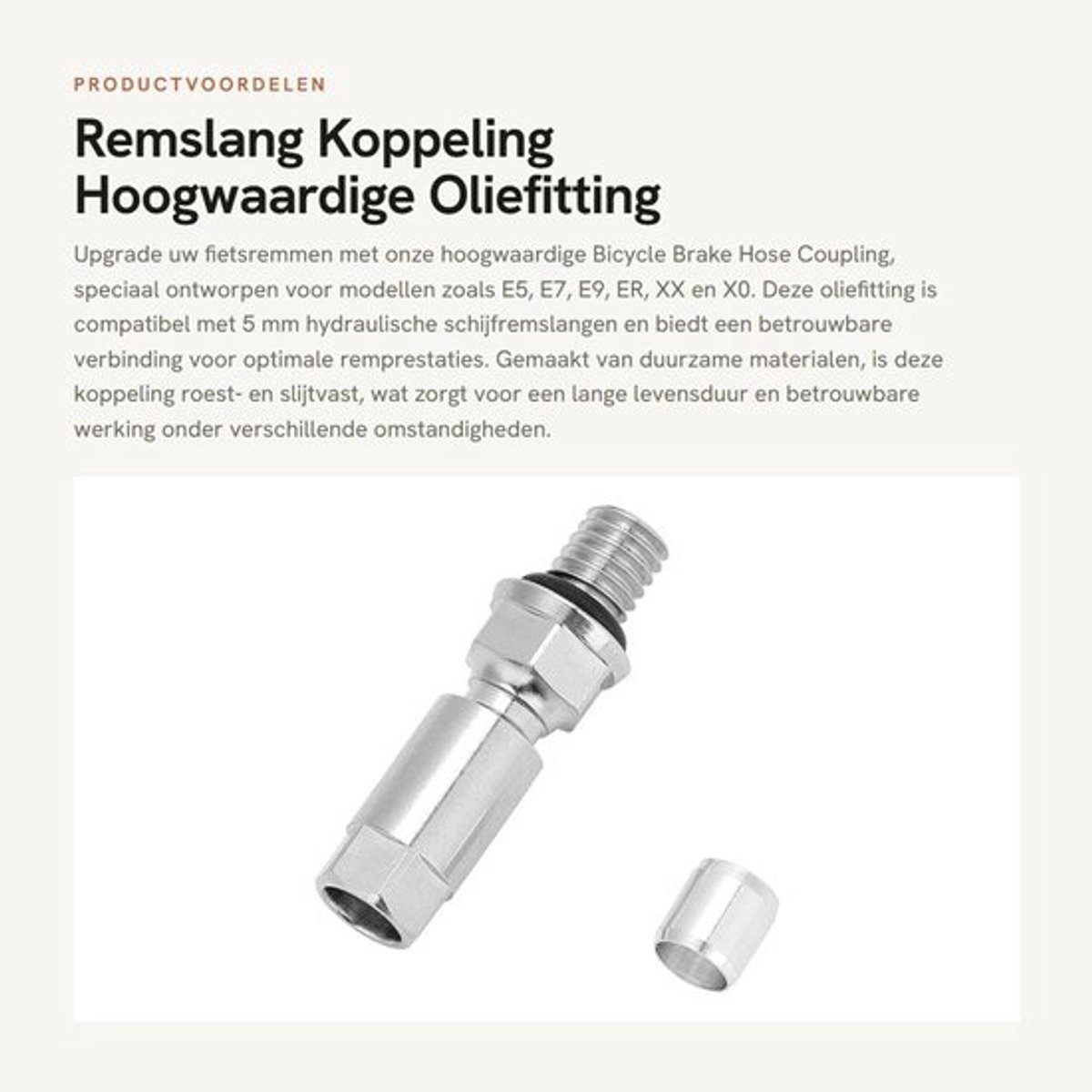 Remslang Koppeling Geschikt Voor E5/E7/E9/ER/XX/X0 - Hydraulische Remslang - Roestvrij Staal/Copper - Hoogwaardige Vervangingsonderdeel - Eenvoudig Te Installeren - 3 x 0,8 cm - Remkoppeling