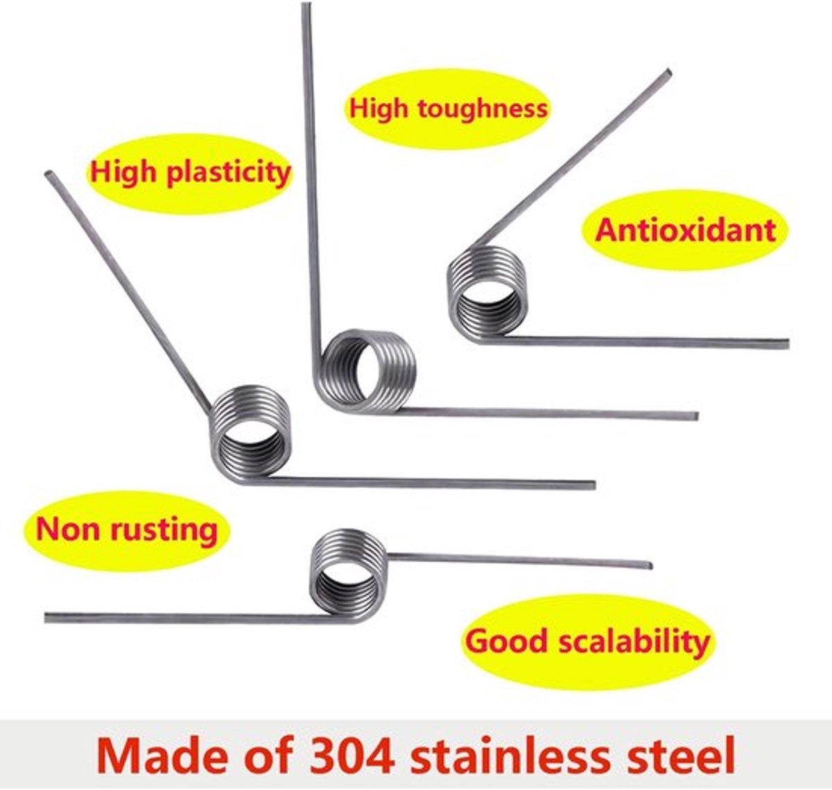 10 Stuks V-vormige Rvs Torsiespringen - 5mm Buiten Diameter, 0.5mm Draad