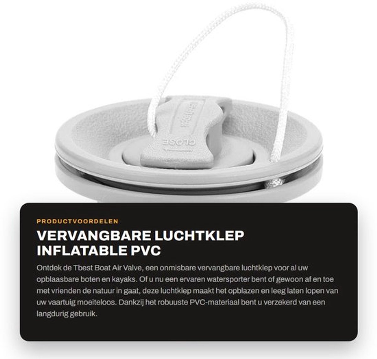 Bootluchtventiel Robuust PVC - Vervanging voor Opblaasbare Kano - Dubbele Lekbescherming - Anti-lekprestaties - Diameter 6,5 cm - Inclusief Ventieldop - Luchtventiel