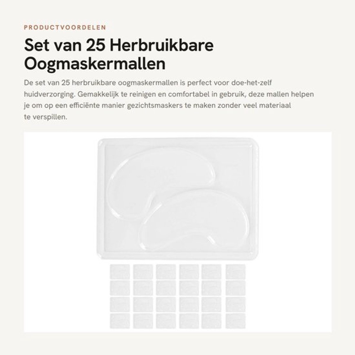 Oogmaskermallen 25 Stuks - Herbruikbaar - Transparant - Kunststof - Veilig en Milieuvriendelijk - Voor Doe-Het-Zelf Huidverzorging - Oogmasker