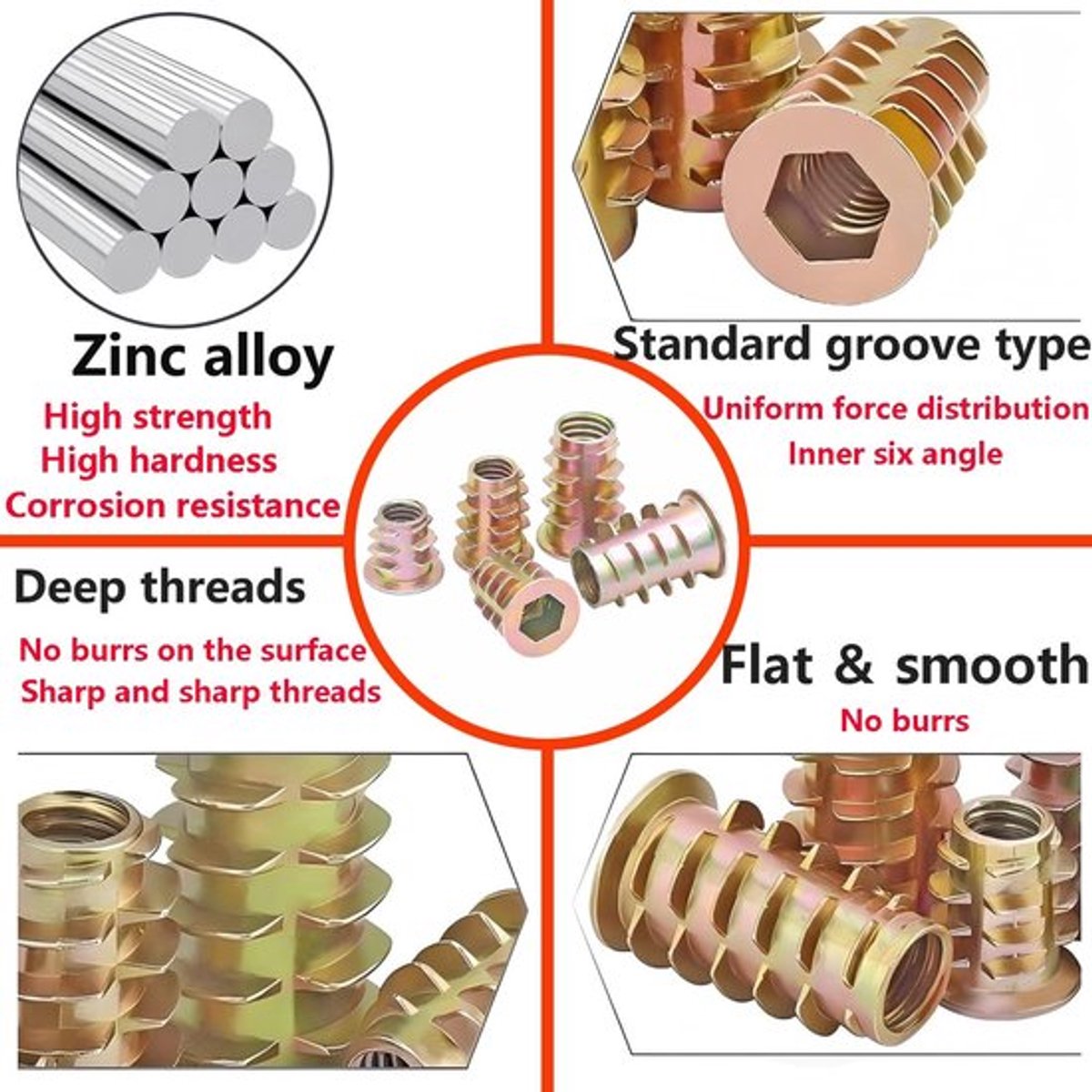 Inschroefmoeren 20 Stuks - M8 x 13mm - Zinklegering - Schroefdraadmoeren - Schroefdraadinzetstukken - Duurzaam en Corrosiebestendig - Schroefmoeren