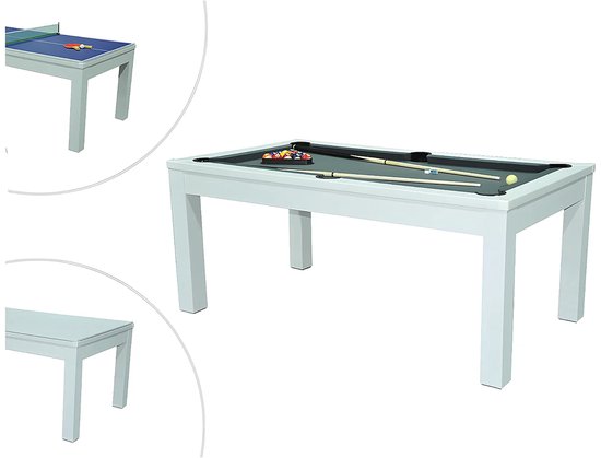 Vente-unique Moduleerbare tafel - Wit - Biljart en tafeltennis - L182 x B102 x H80 cm - HENK L 182.8 cm x H 80.2 cm x D 102.6 cm van Merkloos — afbeelding 4
