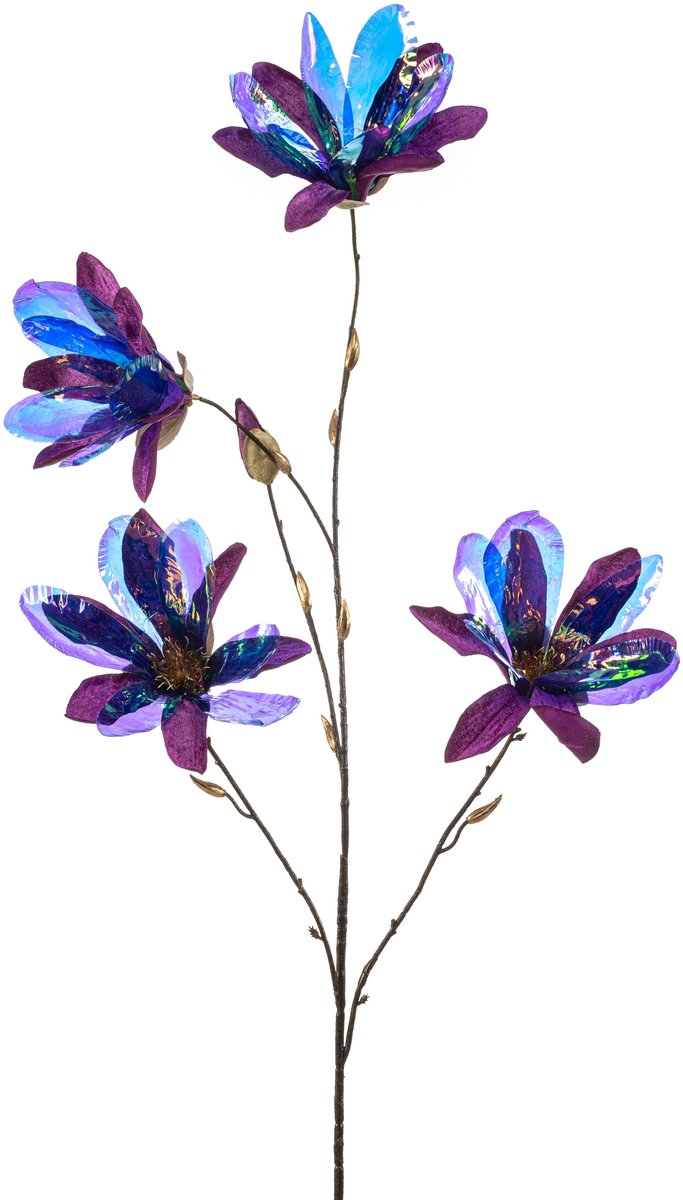 Emerald Kunstbloem Magnolia glamour 120cm paars - Kunstplant voor binnen