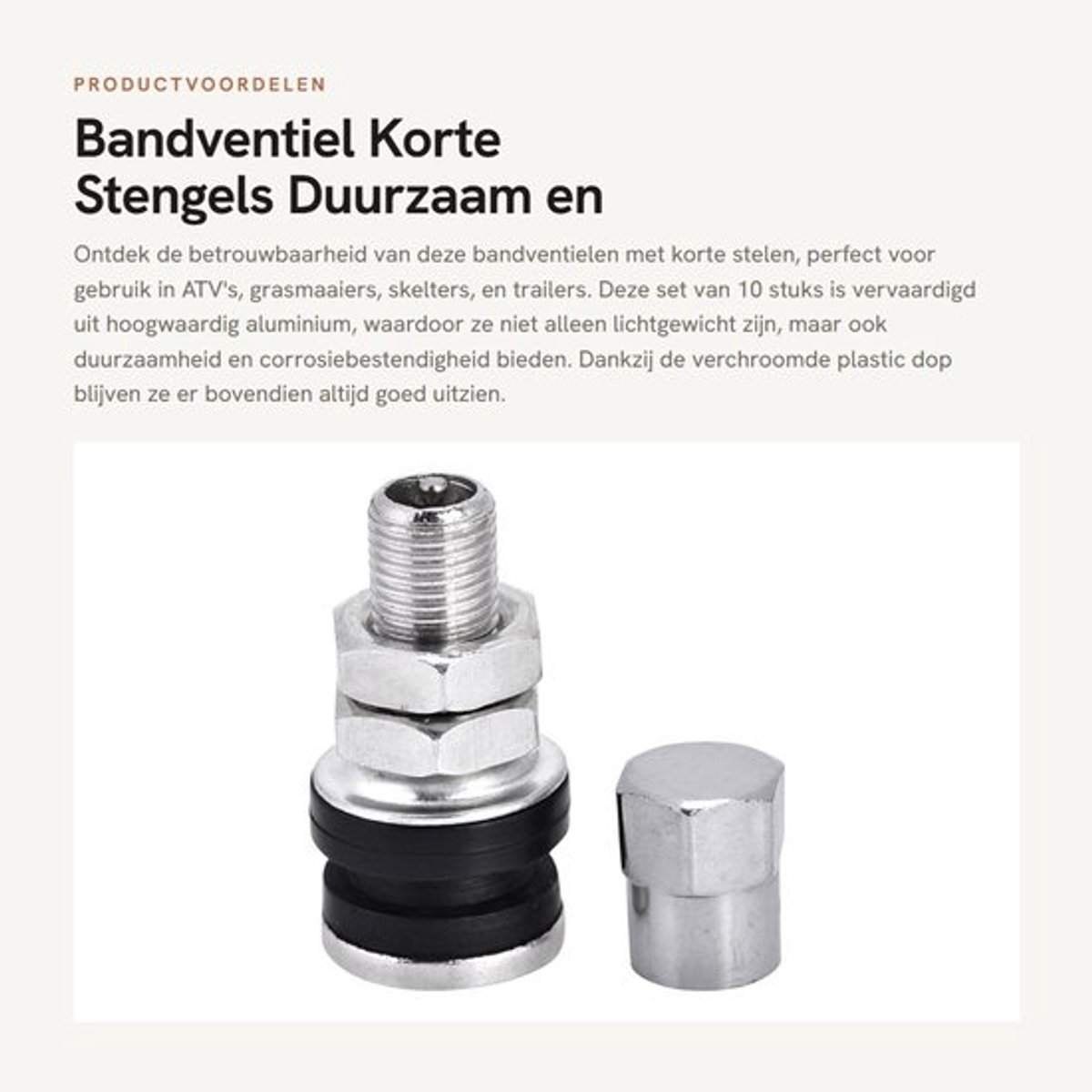 Bandventiel Korte Stelen - 10 Stuks - Corrosiebestendig Aluminium - Slijtvast - Lekvrije Installatie - Geschikt voor ATV's/Motorfietsen - Ventiel