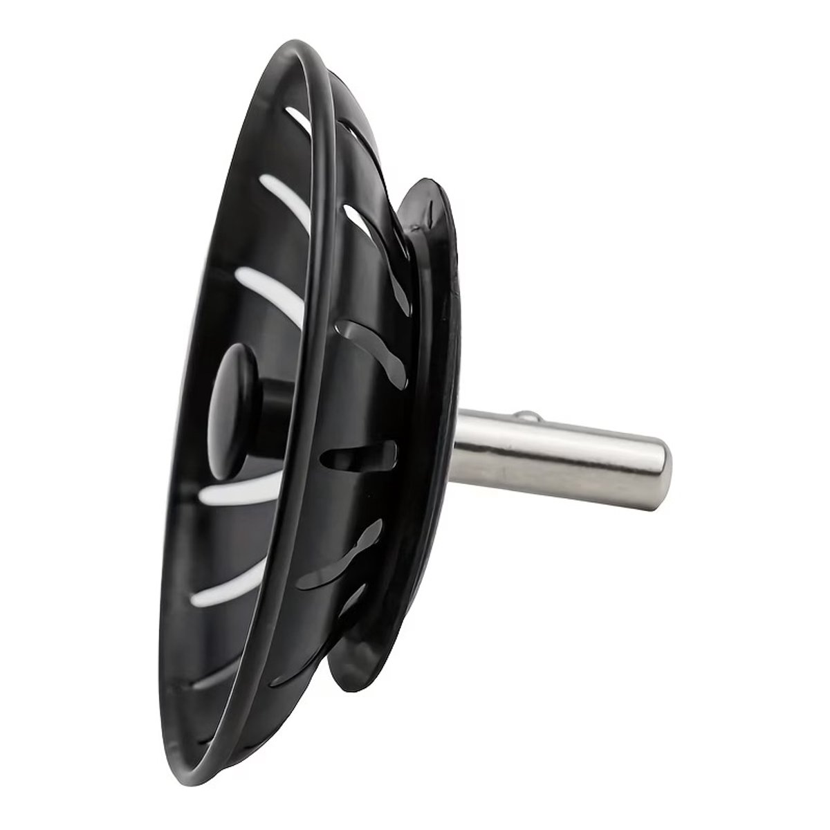 Gootsteenzeef Zwart – Premium Kwaliteit – Universele Gootsteenplug & Zeefje – RVS Korfplug met Rubberen Afdichting – Afvoerstop Keuken – Mat Zwart