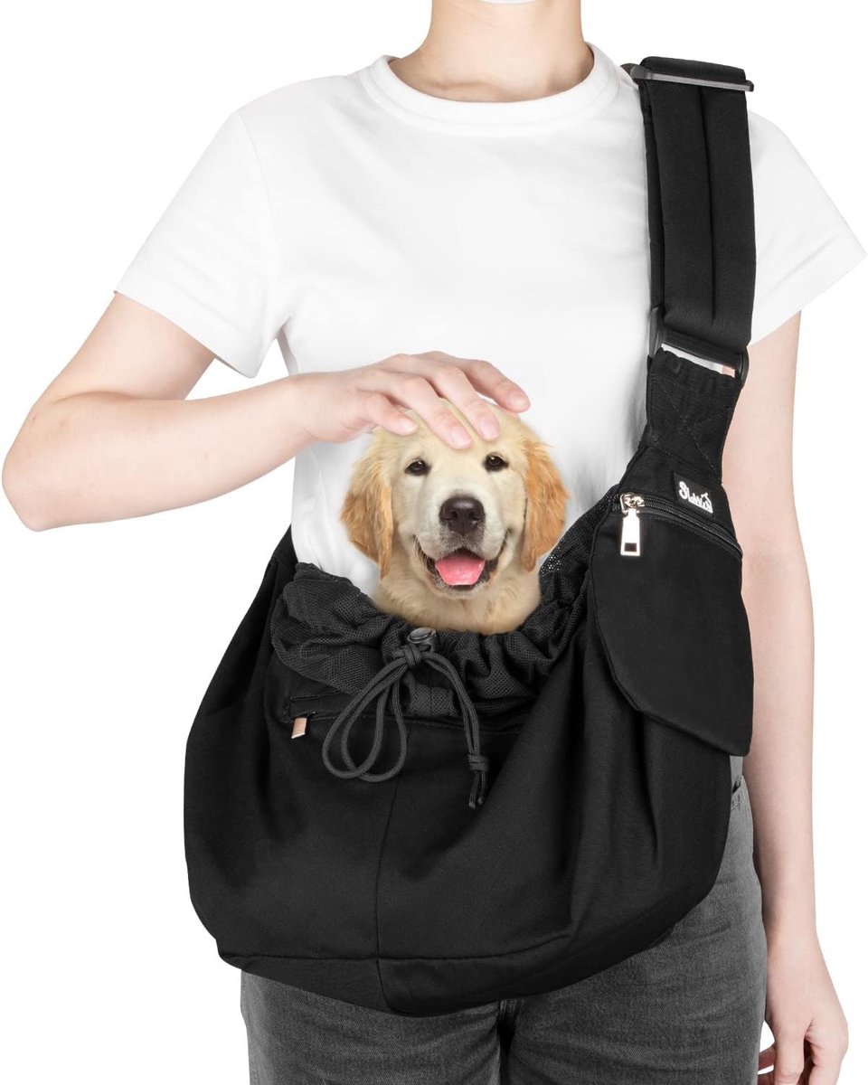 Huisdier Draagtas - Honden Schoudertas - Veilig Vervoer - Verstelbare Riem - Tot 4 kg - Zwart