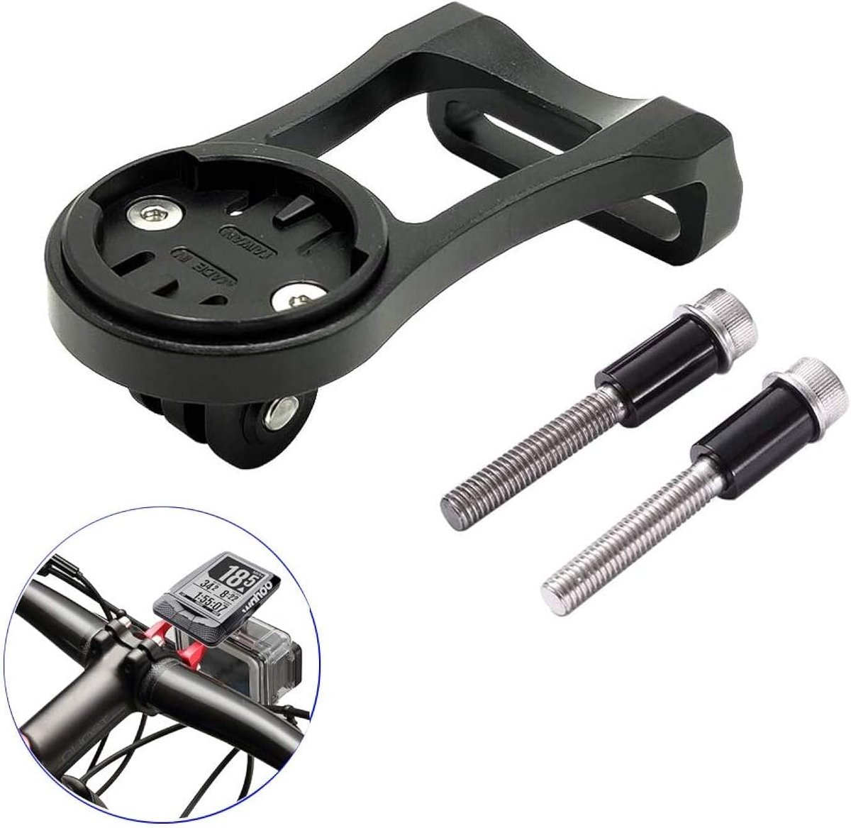 SnelShoppen - Fietscomputer Mount voor Handlebar, Compatibel met Wahoo Elemnt, Bolt, Mini, Eenvoudige Installatie, Verstelbare Hoek, Zwart
