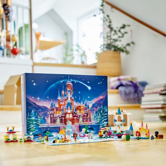 LEGO Disney adventskalender met kasteel en winterse taferelen.