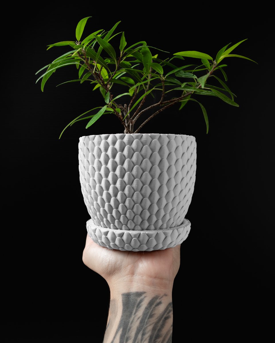 Skushy Dragonscale 01 Bloempot - Moderne Designpot voor Kamerplanten - Sculpturale Plantenpot voor Woonkamer en Kantoor - Premium Woondecoratie