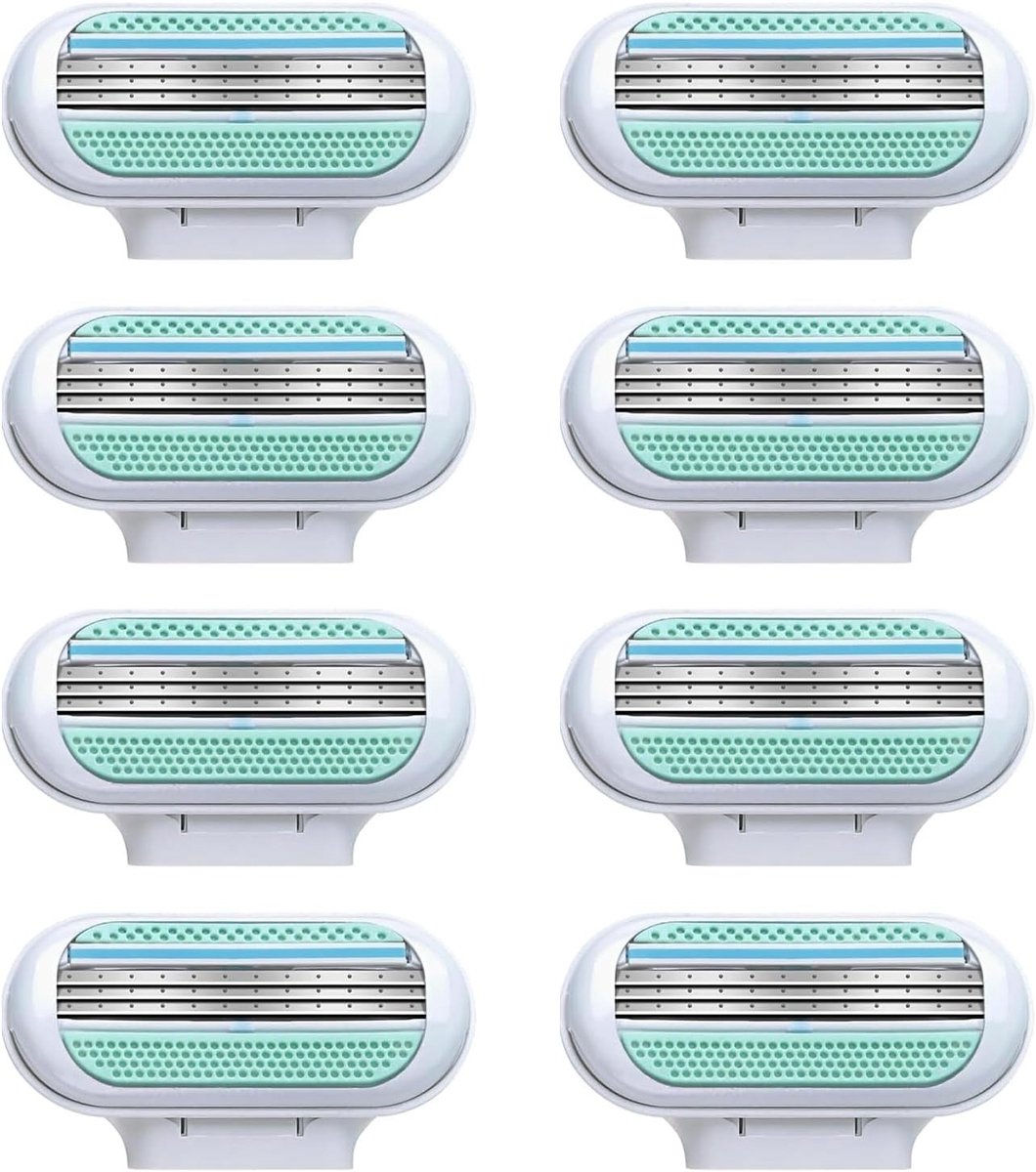 Set van 8 Vervangende Scheermesjes voor Vrouwen, Ideaal voor Gevoelige Huid, Met Hydraterende Formule en Beschermende Pads, Langdurige Prestaties voor Intieme Gebieden