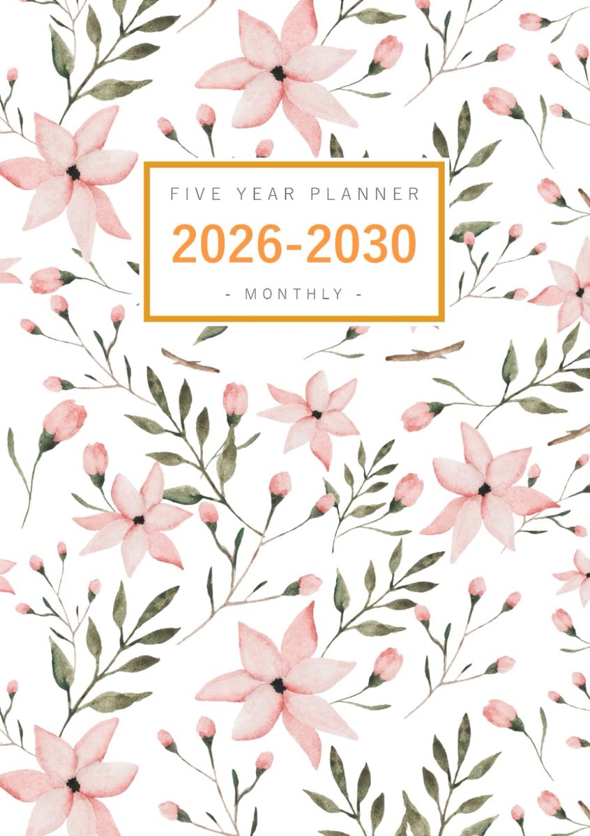 Five Year Planner A5 - Maandelijkse notitieboek - Waterverf bloemen ontwerp - Perfect voor organisatie - ShopVlot