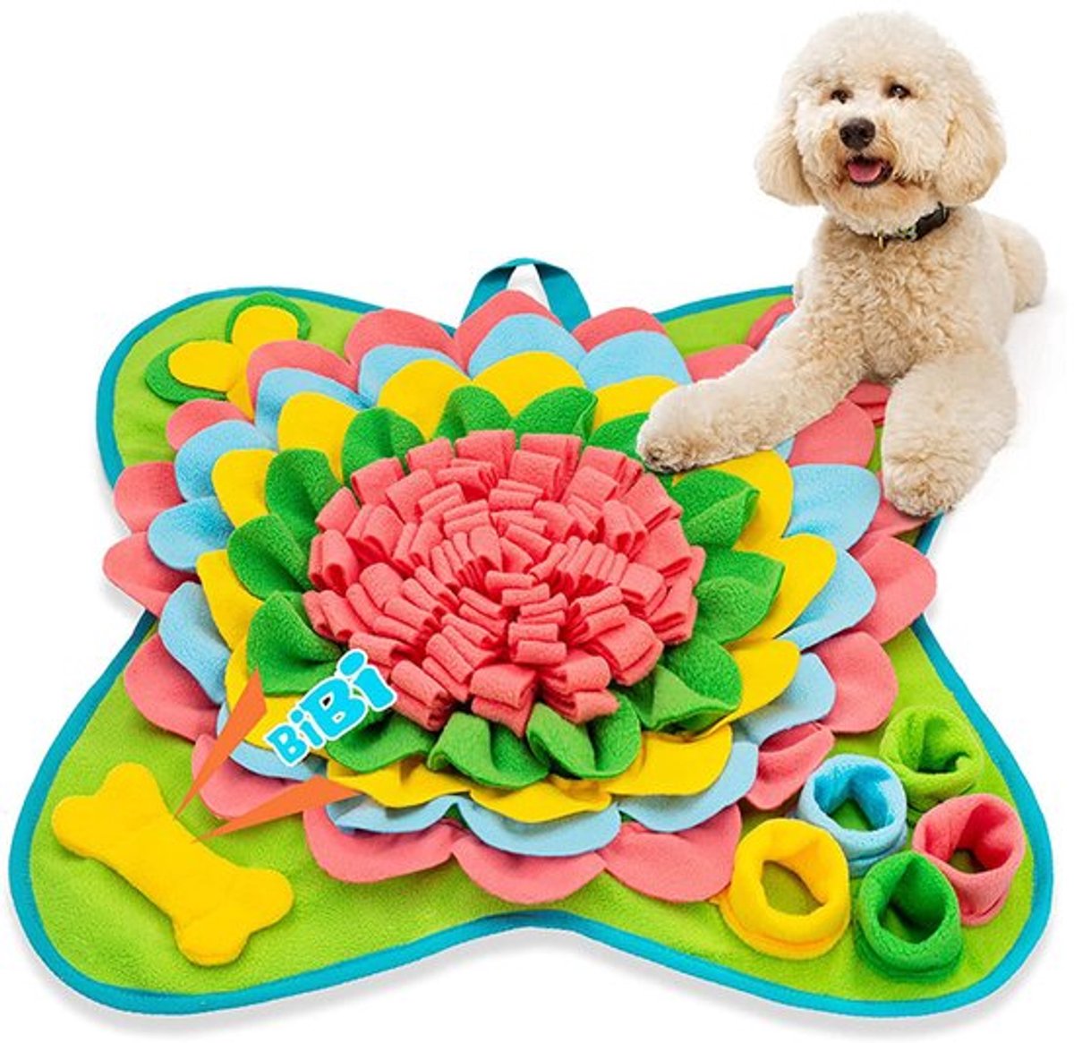 Snuffelmat Hond - Voermat Puzzelspeelgoed - Natuurlijk Foerageren - Interactieve Bloemvorm - 50x50cm - Klaver Vier Roze