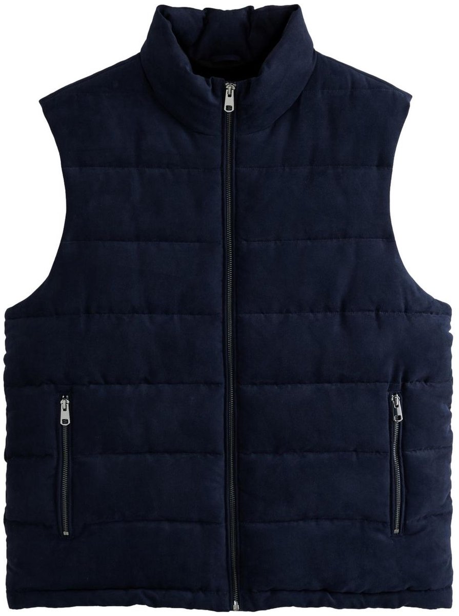 Next Heren Gewatteerd gilet van imitatiesuède met vullingen Blauw