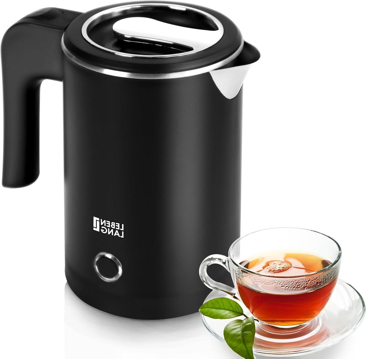 Elektrische waterkoker - Mini kettle - Compact reizen - Roestvrij staal - 05 L - Zwart