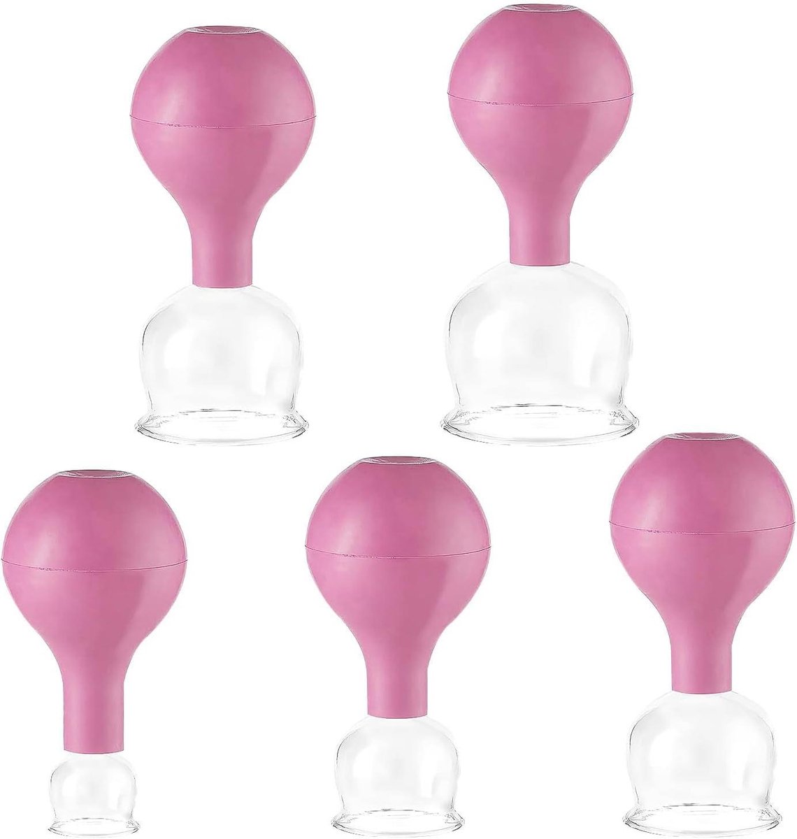 Siliconen Cupping Glazen - Massage Cups - Spierontspanning Bevorderen - Sterke Zuigkracht - Set van 5 - Roze
