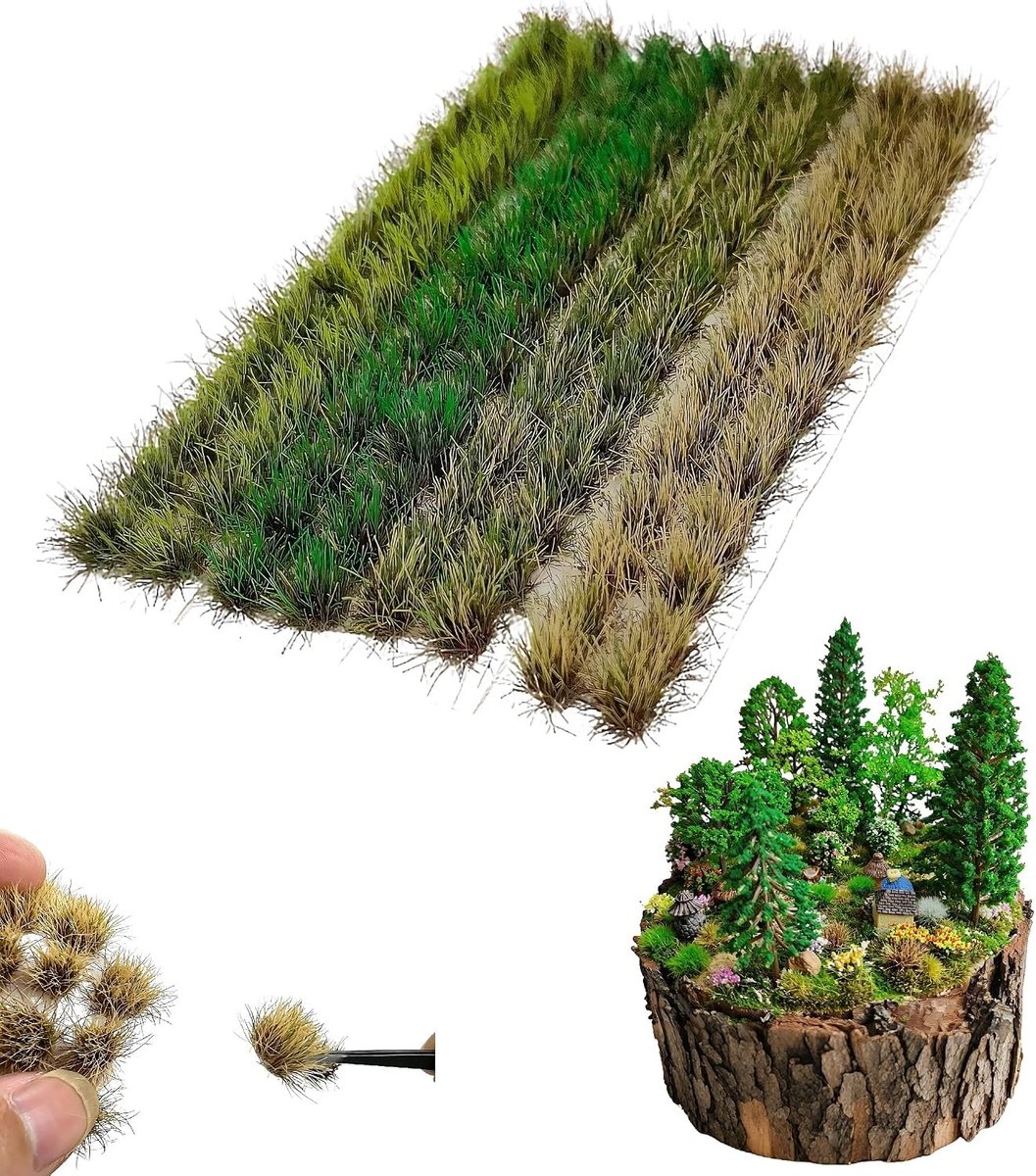 Realistisch miniatuur statisch gras 120 stuks voor diorama's, handwerk en modelbouwdecoraties, UV-bestendig 3D-effect