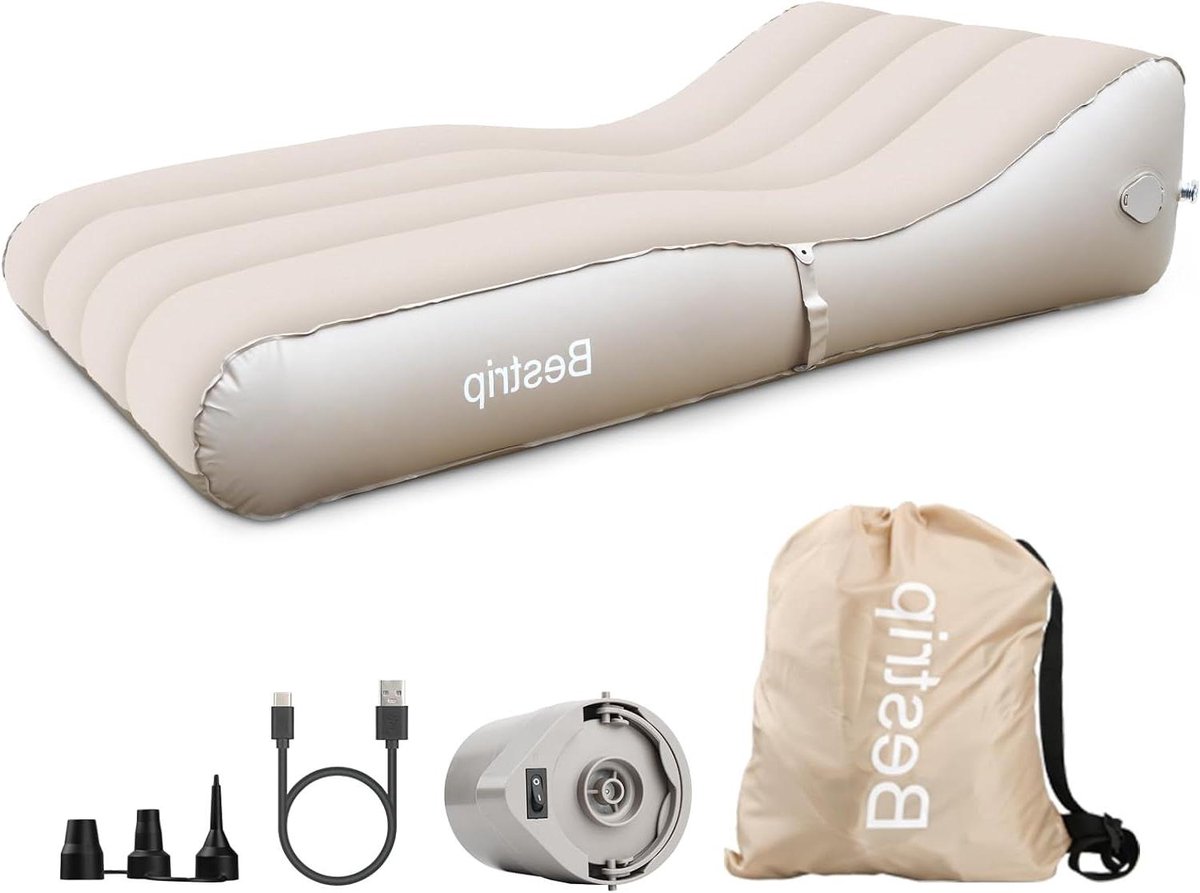 Opblaasbare Bank - Luchtbed Sofa - Ontspannen Zitten - Ingebouwde Pomp - 220 x 110 cm - Kaki
