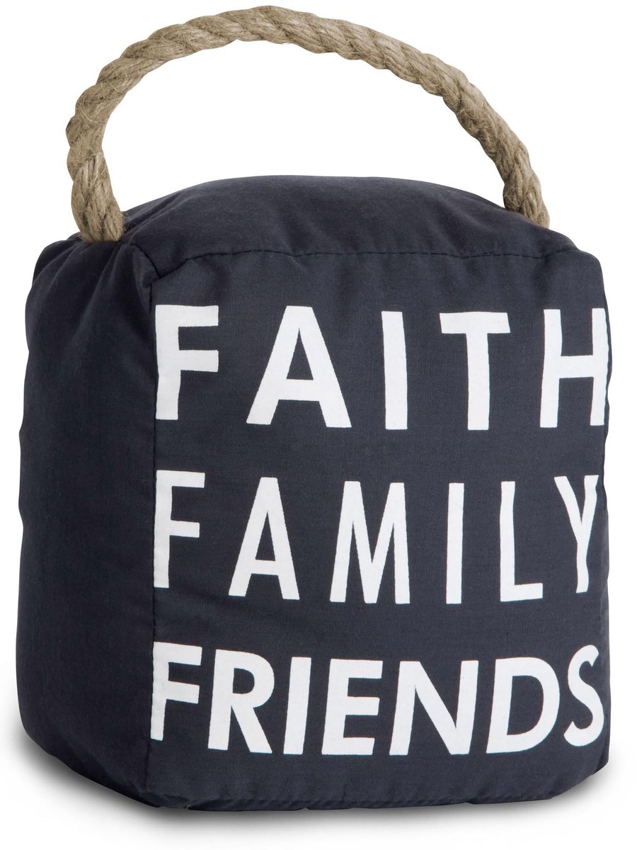 SnelShoppen - Deurstopper Faith Family Friends - 15x15,5 cm - Decoratieve Deurstopper voor Woonkamer, Keuken, Slaapkamer - Stevige en Stijlvolle Inter