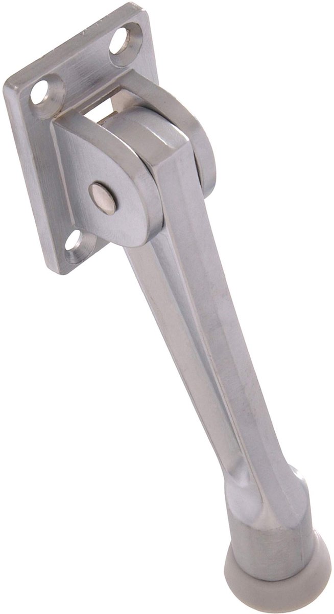 SnelShoppen - Heavy Duty Kickdown Deurstopper 12,7 cm - Satijn Chroom - Verstelbare Deurstopper voor Thuis, Kantoor en Tuin - 1-Pack