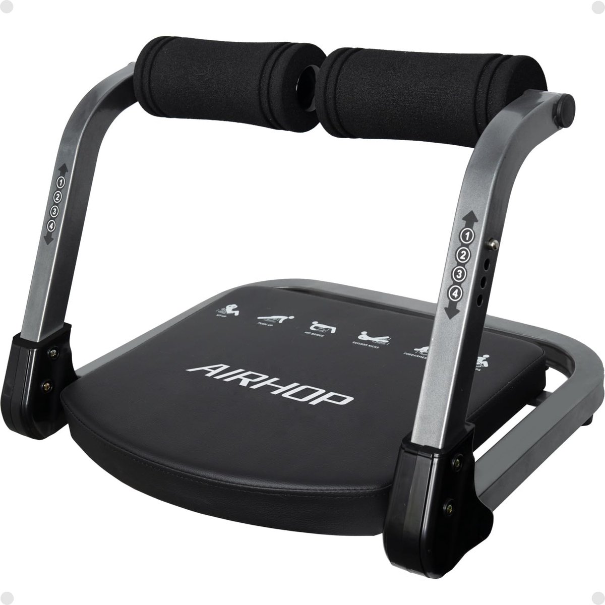 SnelShoppen - AIRHOP 8-in-1 Smart Core Ab Machine, Inklapbare Buiktrainer & Buikspiertrainer tot 100 kg, Full-Body Workout voor Thuis en Kantoor, Buik