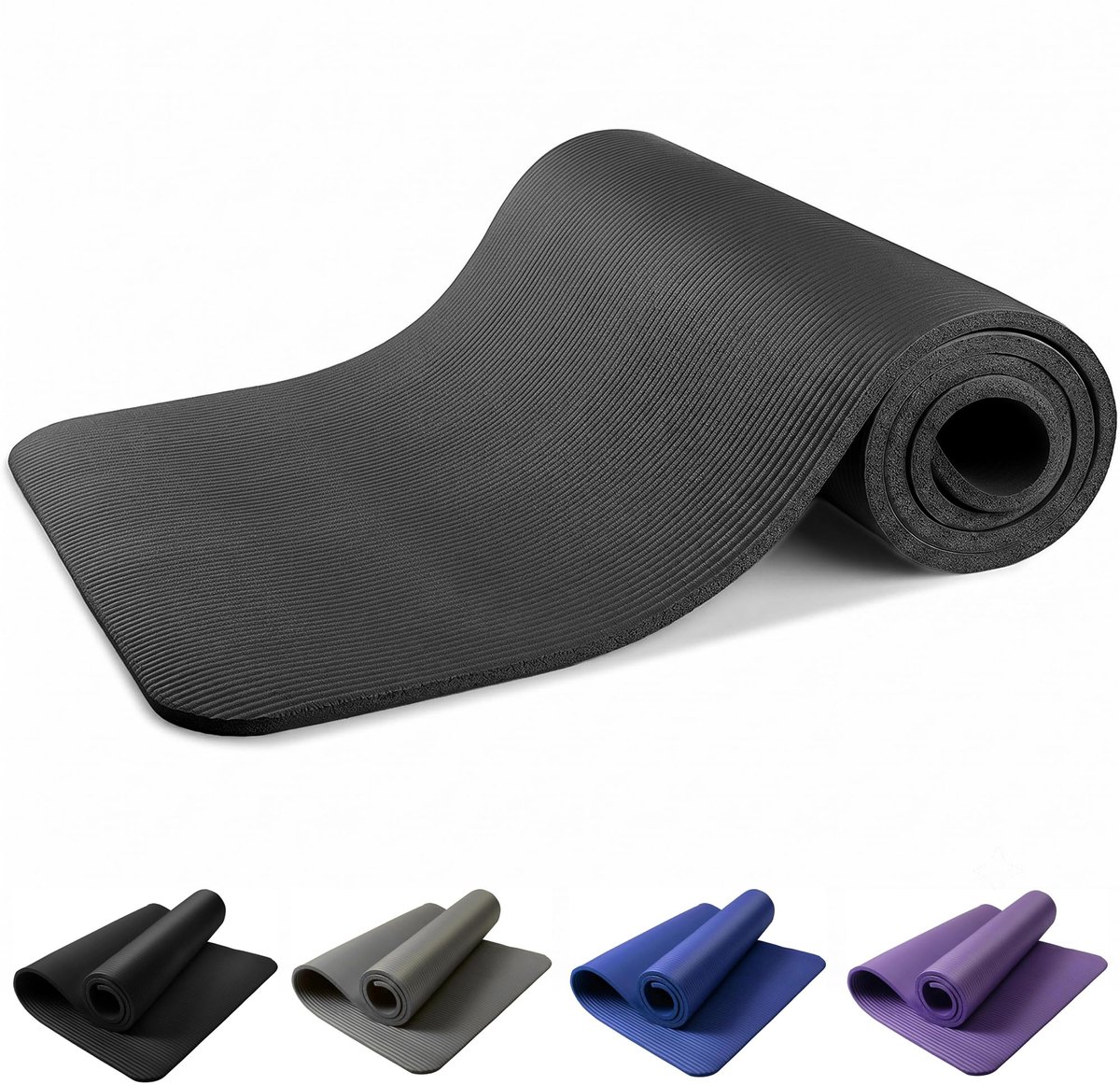 SnelShoppen - Yogamat 10 mm Extra Dikke Antislip Uniseks Trainingsmat 180 x 60 cm Multifunctionele NBR Foam Fitnessmat met Draagtas en Riem voor Yoga,