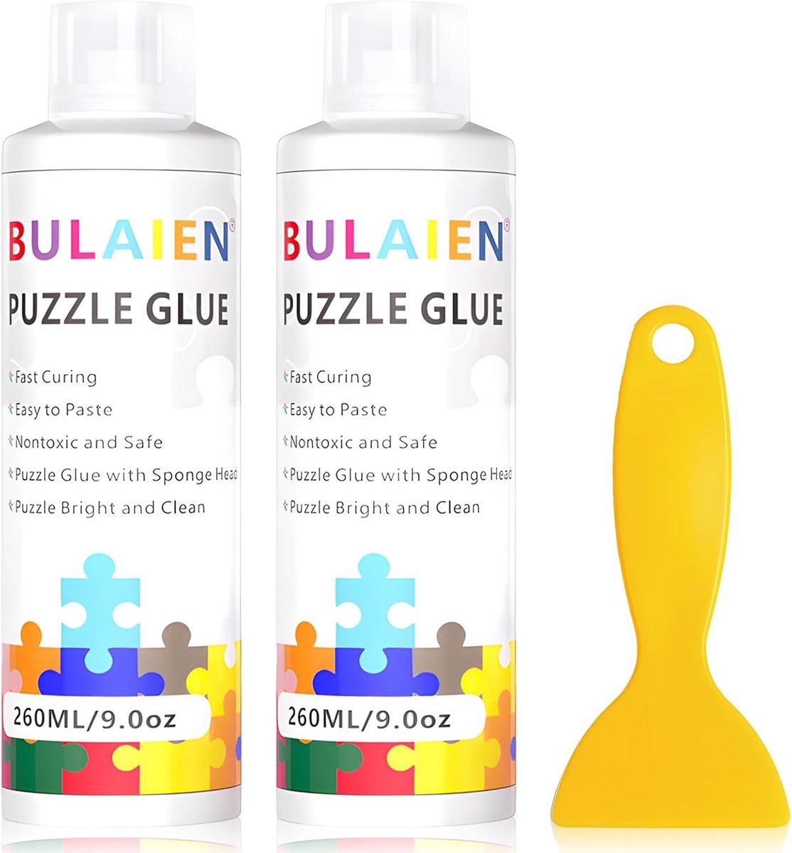 Puzzle Lijm 2 x 260 ml met Sponskop, Perfect voor Puzzels, Creatieve Projecten en Hobby's voor Volwassenen en Kinderen