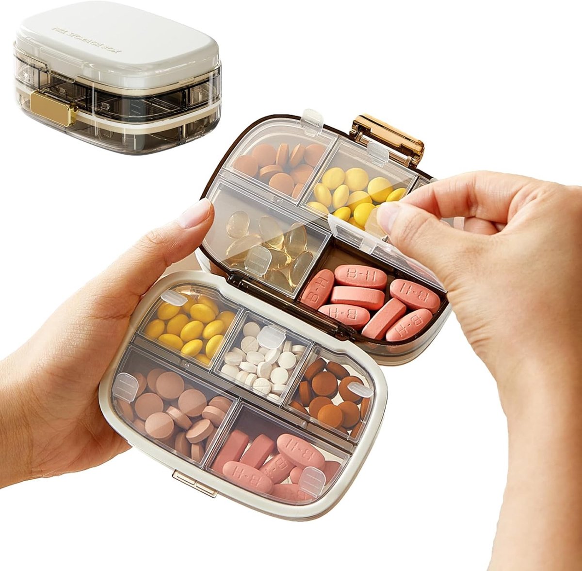 Draagbare 7-Daagse Medicijnbox, Compacte Tablet Organizer voor Reizen en Dagelijks Gebruik, Praktische Doos voor Vitaminen en Visolie