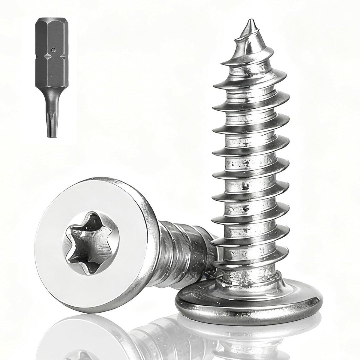 100 Stuks RVS Houtschroeven M3 x 16mm, Platkop Torx Schroeven, Gegalvaniseerde Schroeven voor Houtbewerking en Meubels
