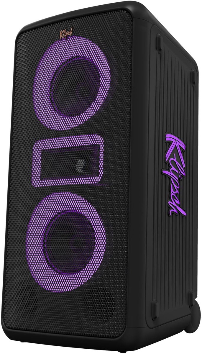 SnelShoppen - Miami Music City Party Speaker met 18 uur batterij, IPX4 waterdicht, 6 lichtshows, paalmonteerbaar, trolley-wielen en intrekbare handgre