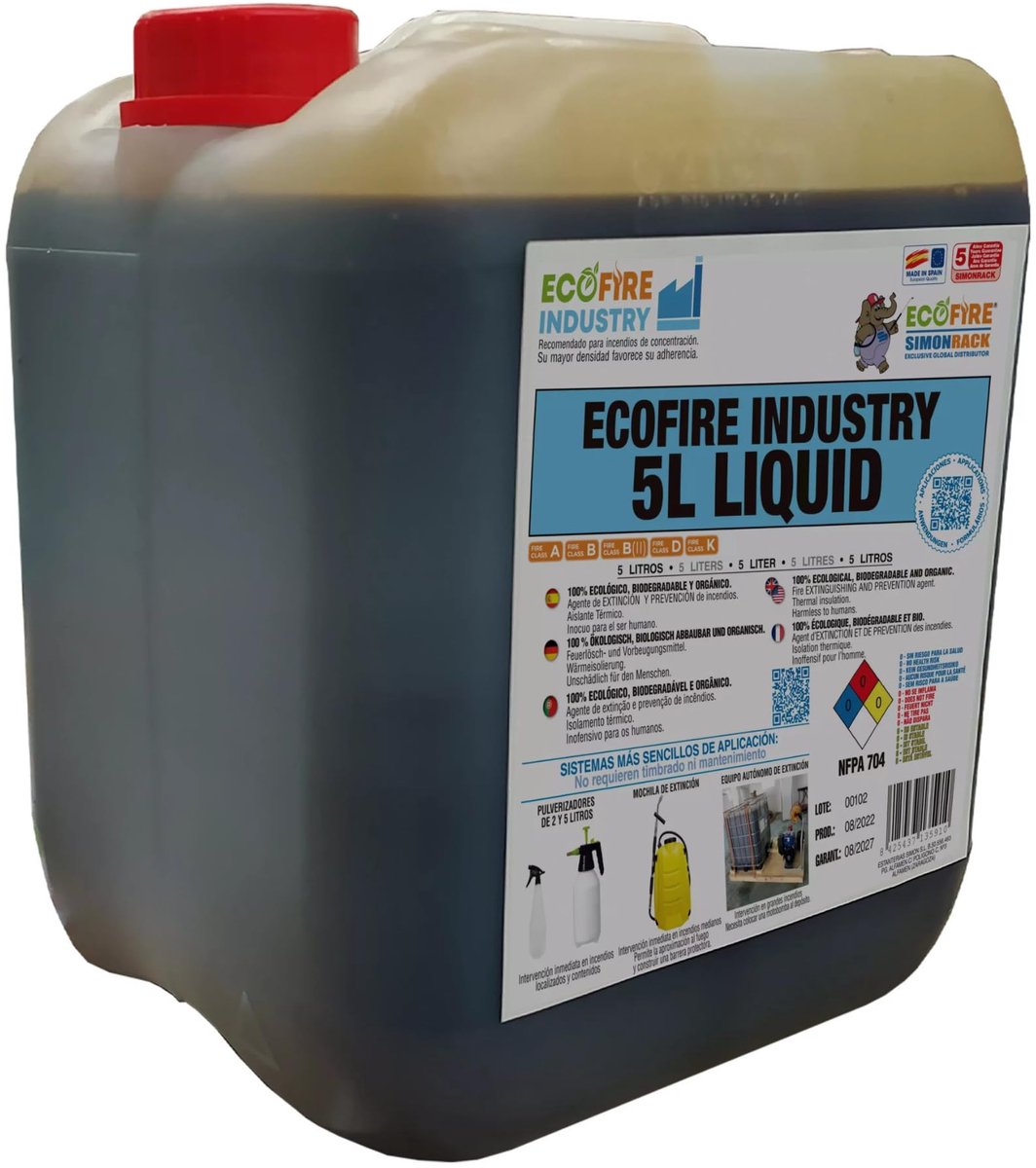 SnelShoppen - ECOFIRE Fighting Brandblusser ABCDK 5L, Ecologische Brandblusser voor Industrie, Keuken, Tuin, Camping, Veiligheidsvoorziening