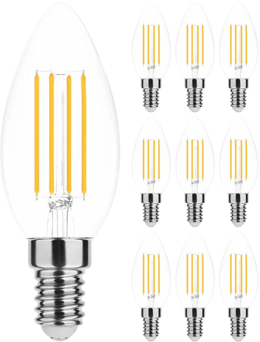 Modee E14 LED Filament Lamp Dimbaar - 5.9W 806LM 2700K - Warm Wit - LED Filament Kaarslamp C37 - 10 stuks