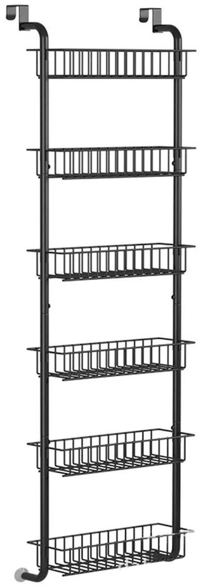 Archi Over-deur Opbergrek – Organizer - 6 Laags – Hangende Deur – Metaal – Pantry Organizer – Badkamer – Keuken – Zwart