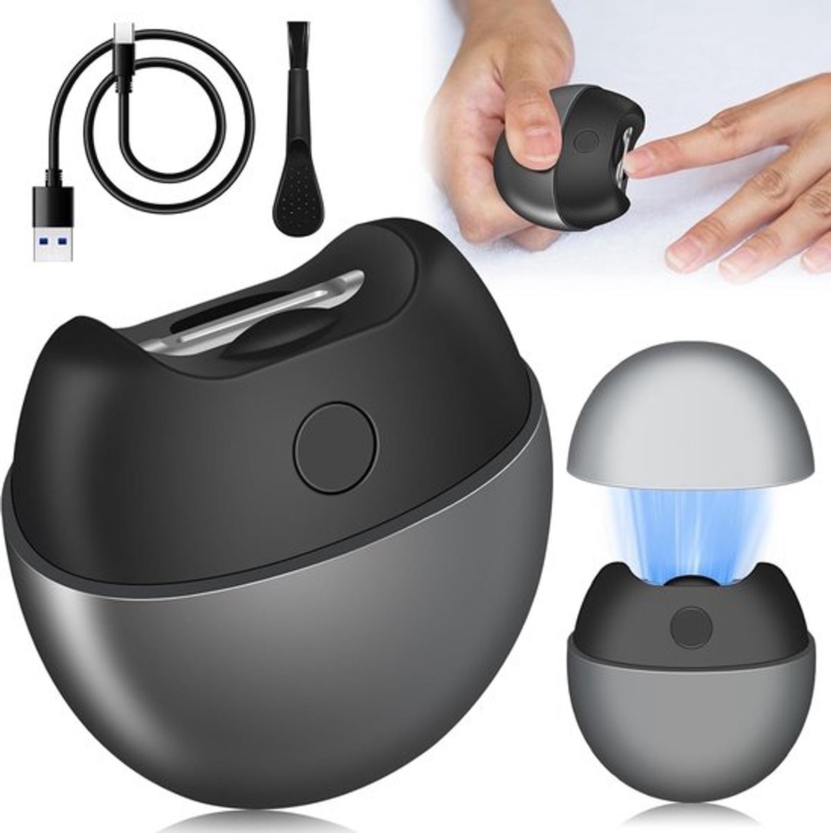 SnelShoppen - Elektrische Nagelknipper voor Baby's, Kinderen en Volwassenen - 2-Snelheden, USB Oplaadbaar, Stille Trimmer met Magnetische Deksel - Vei