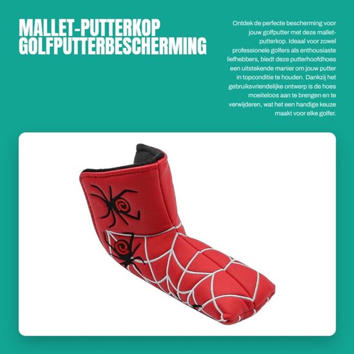 Golfputterkop - Duurzaam PU-leer - Mallet Putterhoes - Bescherming - Veilig Sluitontwerp - Geschikt voor de meeste putters - Puttercover