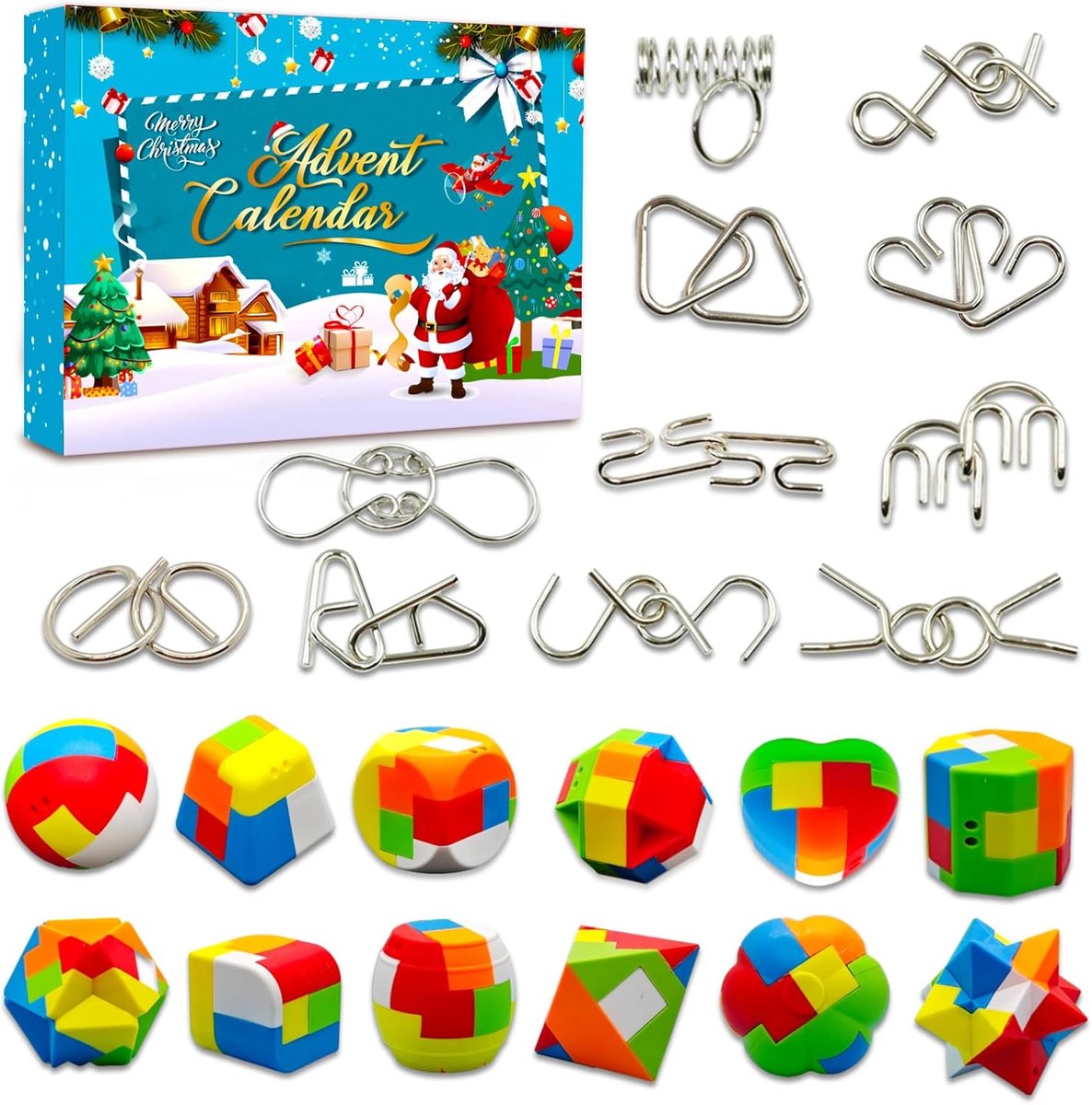 SnelShoppen - 3D Puzzel Advent Kalender 2025 voor Kinderen van 6-12 Jaar - Kerstmis Puzzels, 24 Deeltjes, Ideaal Cadeau voor Jongens, Speelgoed voor F