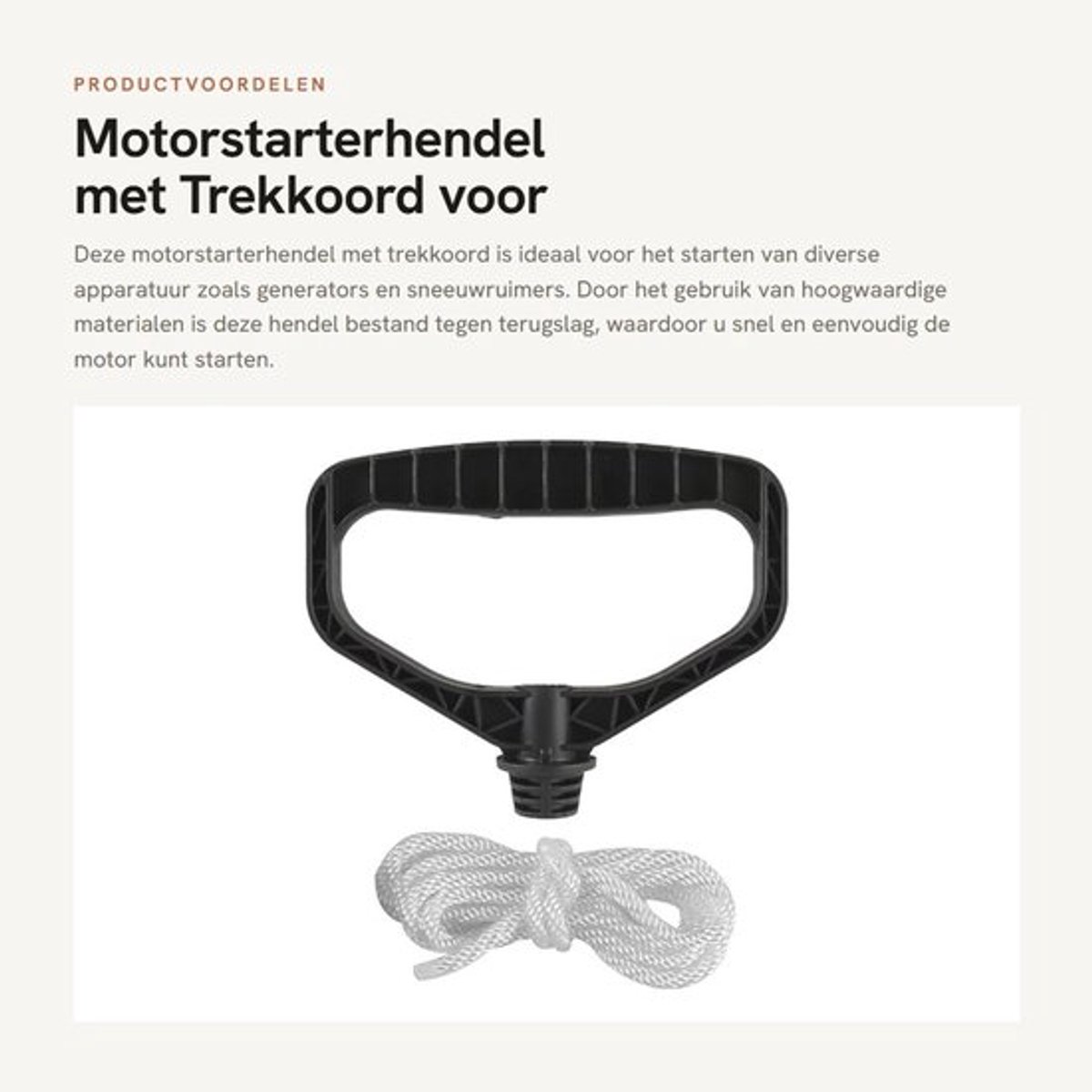 Motorstarterhendel met Trekkoord voor Diverse Apparatuur
