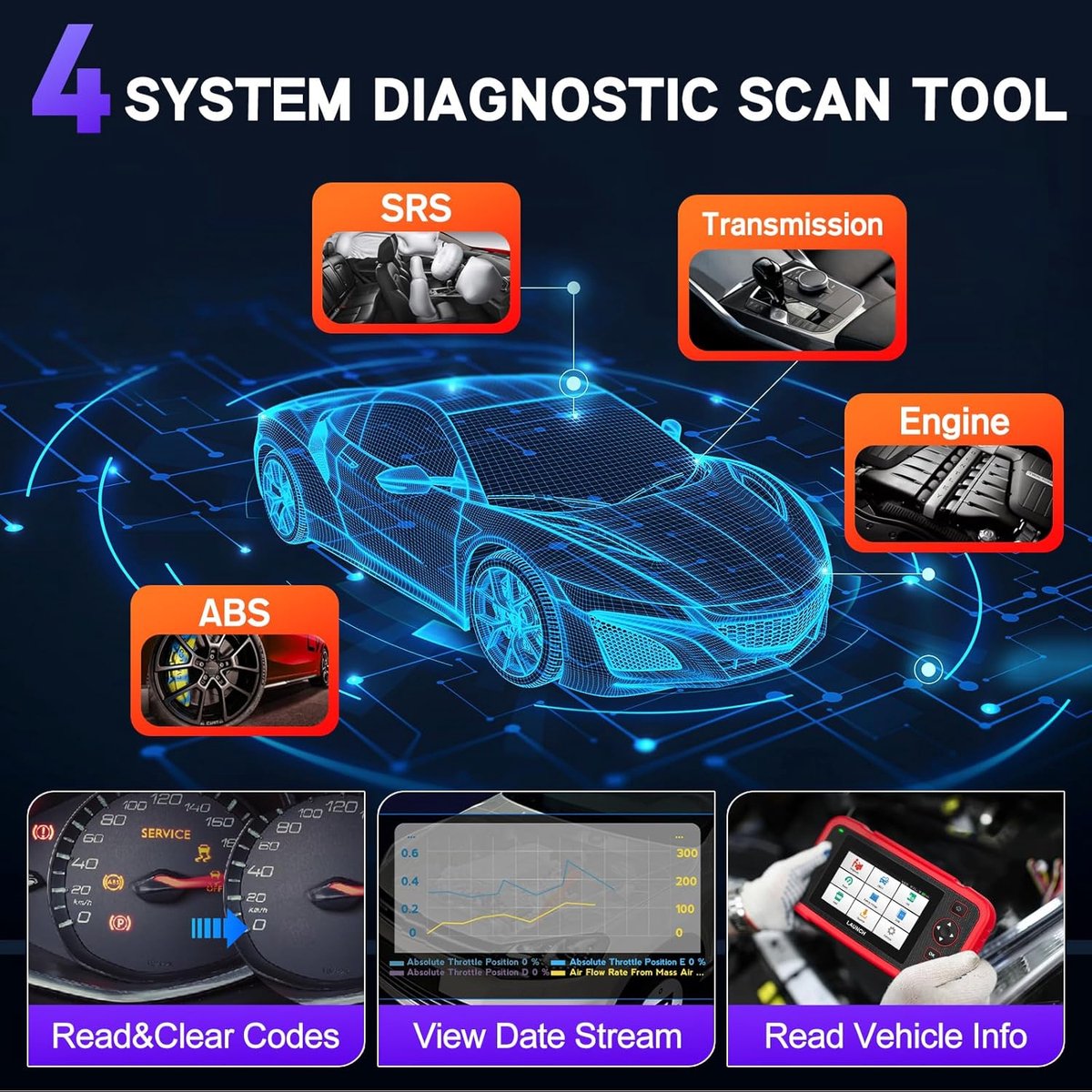 OBD2 Scanner - OBD - Uitleesapparatuur Auto - Diagnosecomputer - Storing Verwijderen - Auto Accessoires - Auto Uitlezen - 12 Reset Services - Systeem Scanner - 5" Touchscreen thumbnail 5