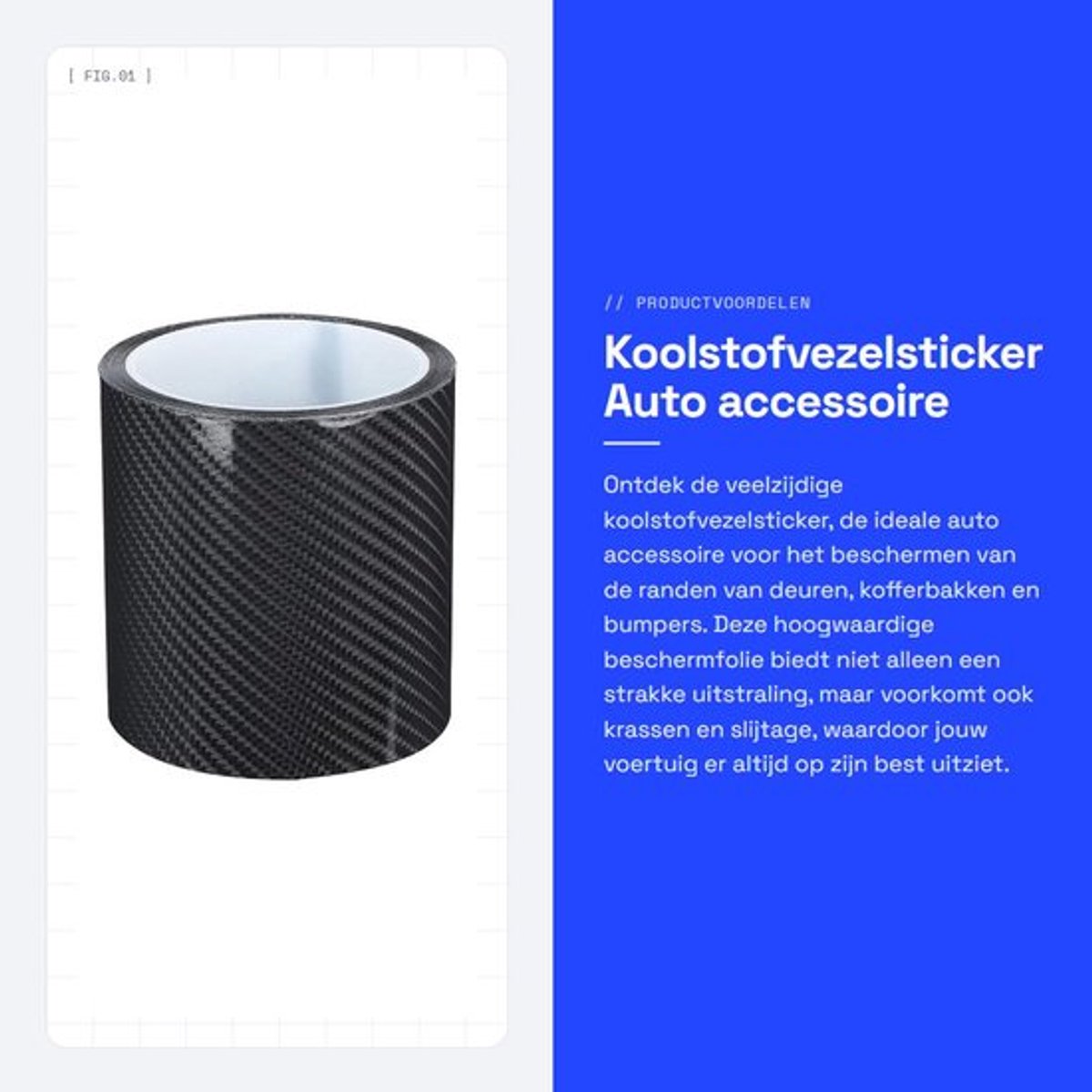 Koolstofvezelsticker - Beschermfolie Auto - Anti-krassticker - Auto-accessoire - 10 cm x 3 meter - Zwart Materiaal