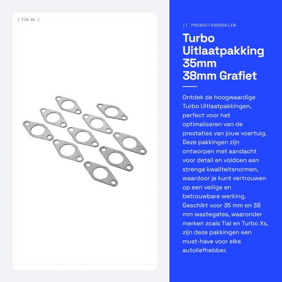 Turbo Uitlaatpakking 35mm/38mm - Aluminium/Graphiet - Geschikt voor Tial/TURBOSMART - Set van 10 - Hoogwaardige Kwaliteit - Praktische Accessoires