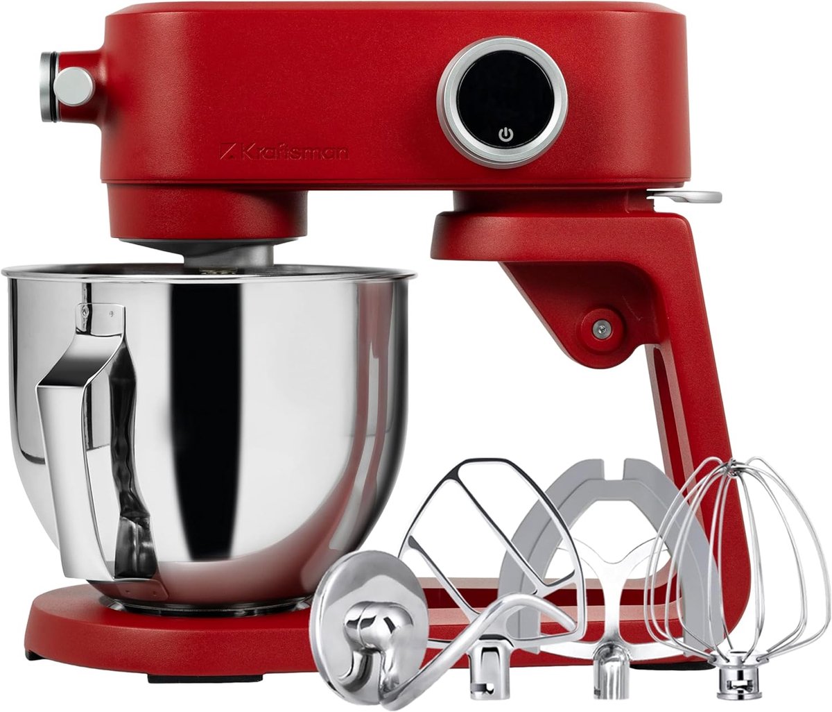 SnelShoppen - Keukenmachine 5L, Volledig Metalen Kneedmachine met 8 Snelheden, Timerfunctie en Accessoires, Deegmachine in Blauw voor Bakplezier in de
