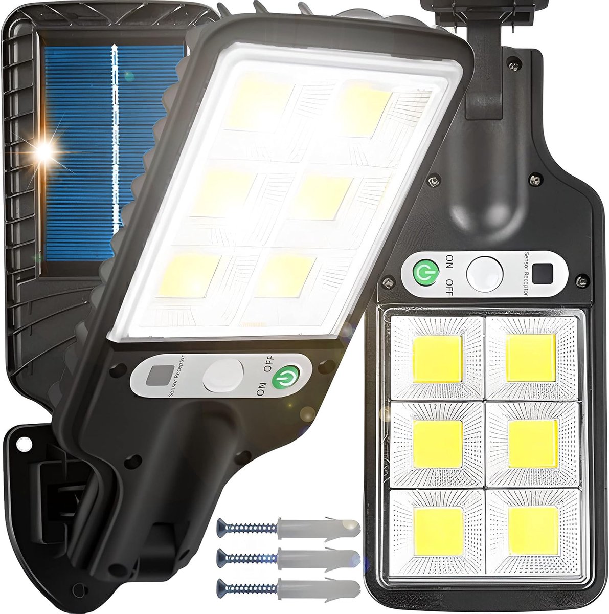 SnelShoppen - Outdoor Solar Lights 120 LED - Super Bright Wandlamp met Bewegingssensor - Dusk Sensor - IP67 Waterdicht - 120 Graden Verlichtingshoek v