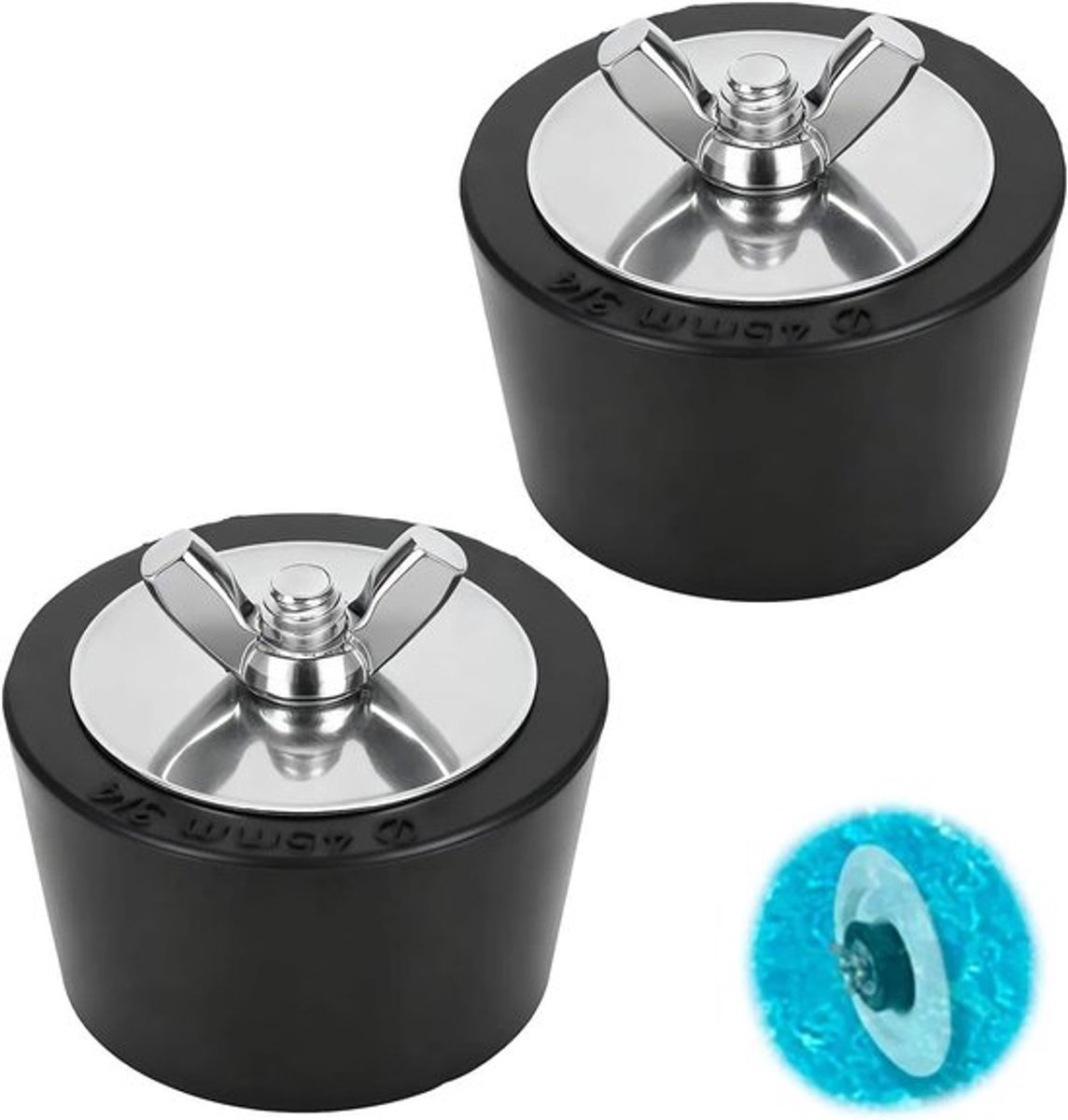 Zwembad Winterplug 2 Stuks - Rubber/Roestvrij Staal - Pijpstekker - Winterfittingen - Lekdetectie - Voorkomt Waterinfiltratie