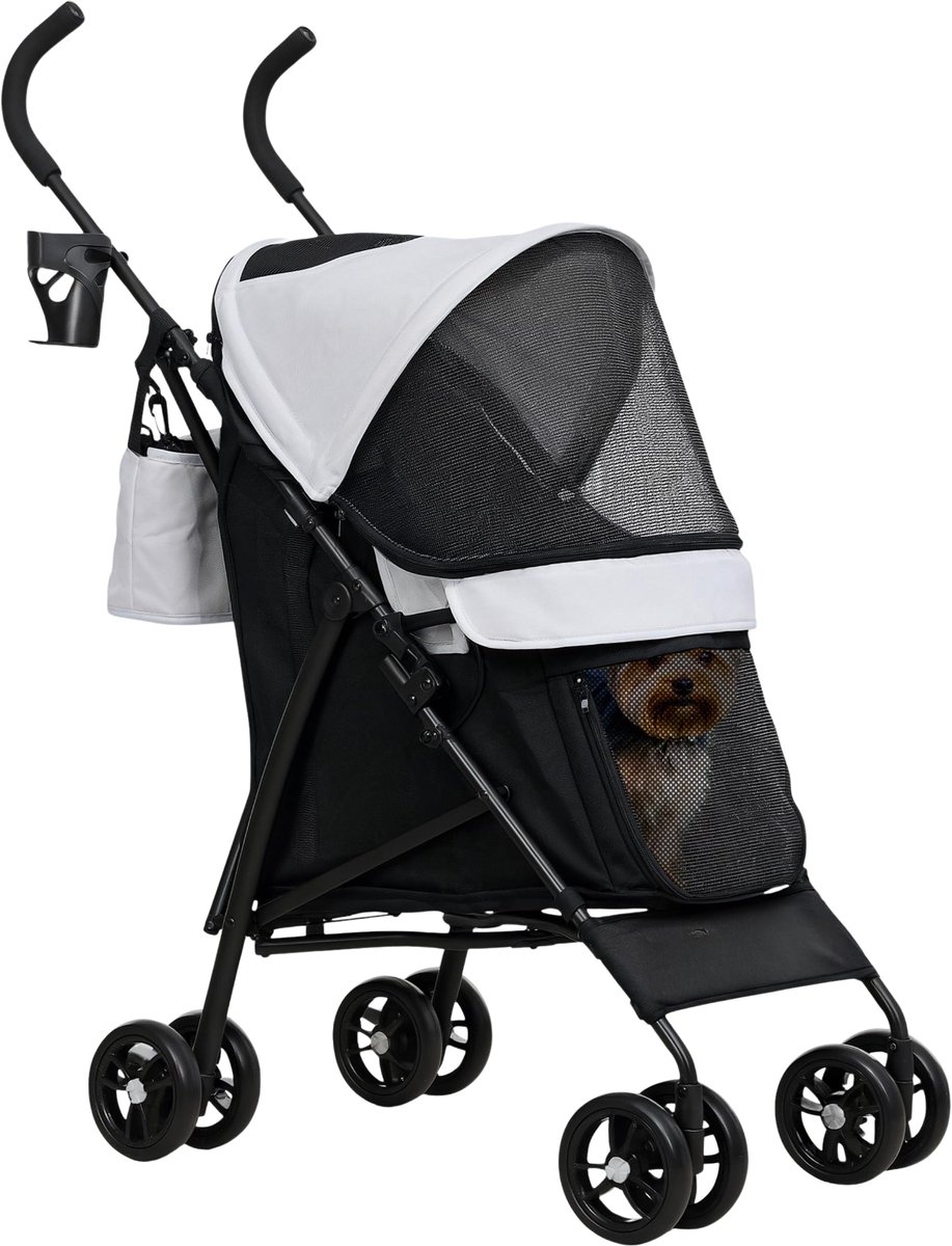 Hondenbuggy – Opvouwbare Wandelwagen voor Honden & Katten – Lichtgrijs