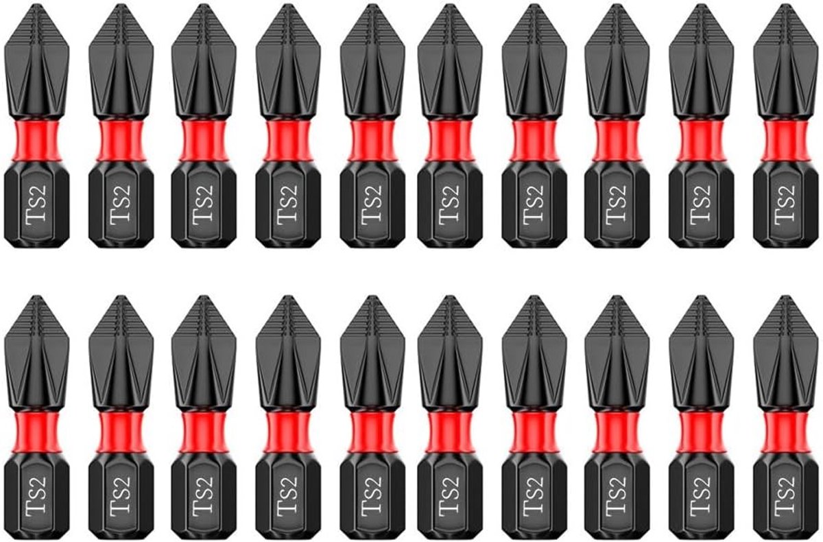 Set van 20 stuks 1"/25mm PH2 Antislip Phillips Bit #2, Magnetische Schroevendraaier Bits, Sterke Magnetische Drills, 1/4 Inch Hex Shank, Ideaal voor Klusprojecten en Reparaties