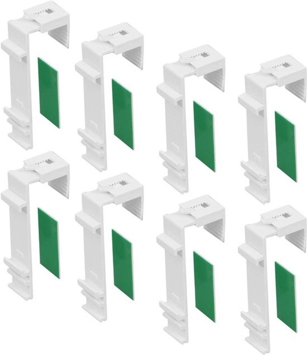 Klemhouders 8 Stuks - Dubbel Rolgordijn - Zelfklevend - Verstelbaar 1,5-2,2 cm - Duurzaam - Geschikt voor PVC-raam/Balkondeur - Rolgordijnbevestiging