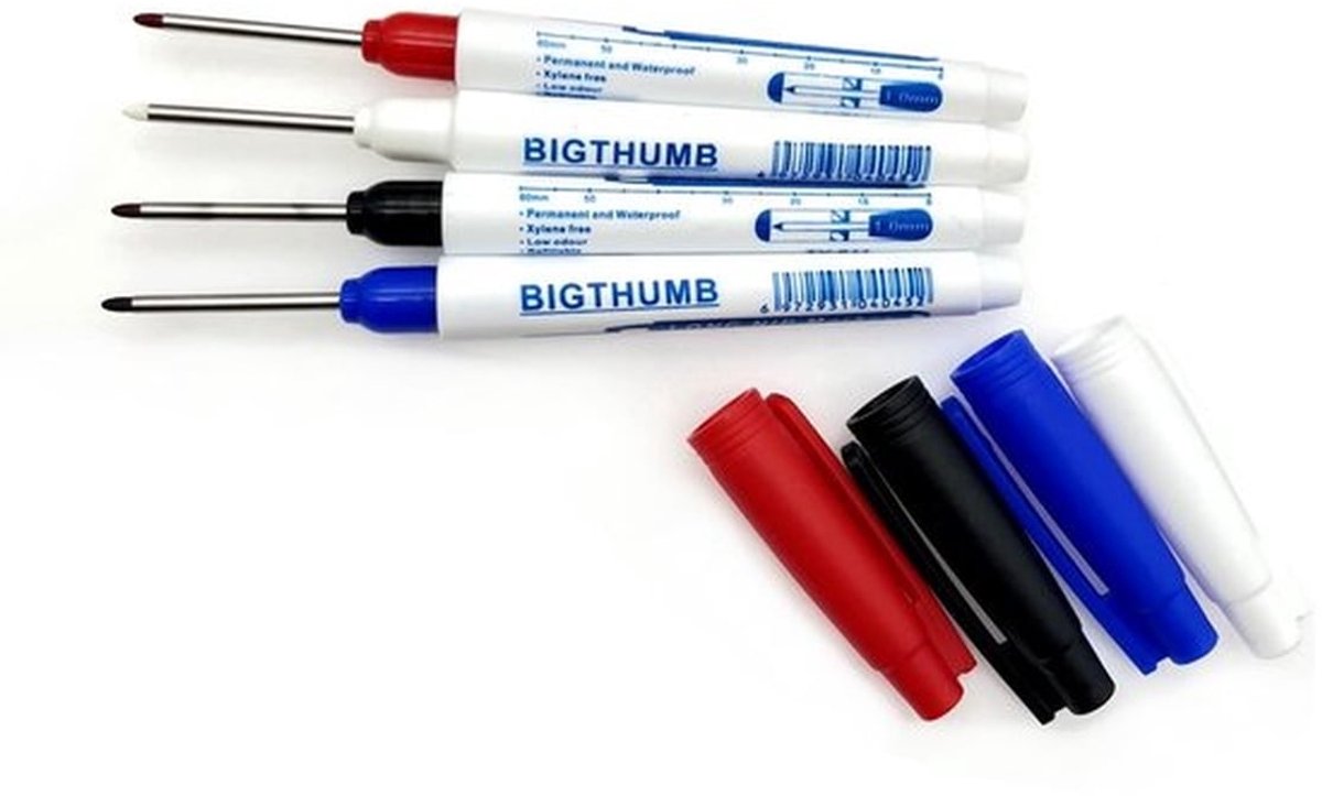 Marker Waterdicht - 4x Permanente Marker - Lange Tip - Fijne Punt - Multifunctionele Inktpennen - Sneldrogend - Markeerstift