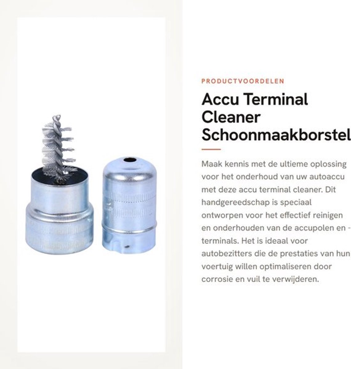 Accu Terminal Cleaner - Schoonmaakborstel - Ideaal voor onderhoud - Handgereedschap - Corrosie verwijderen - Geschikt voor auto - Populai...